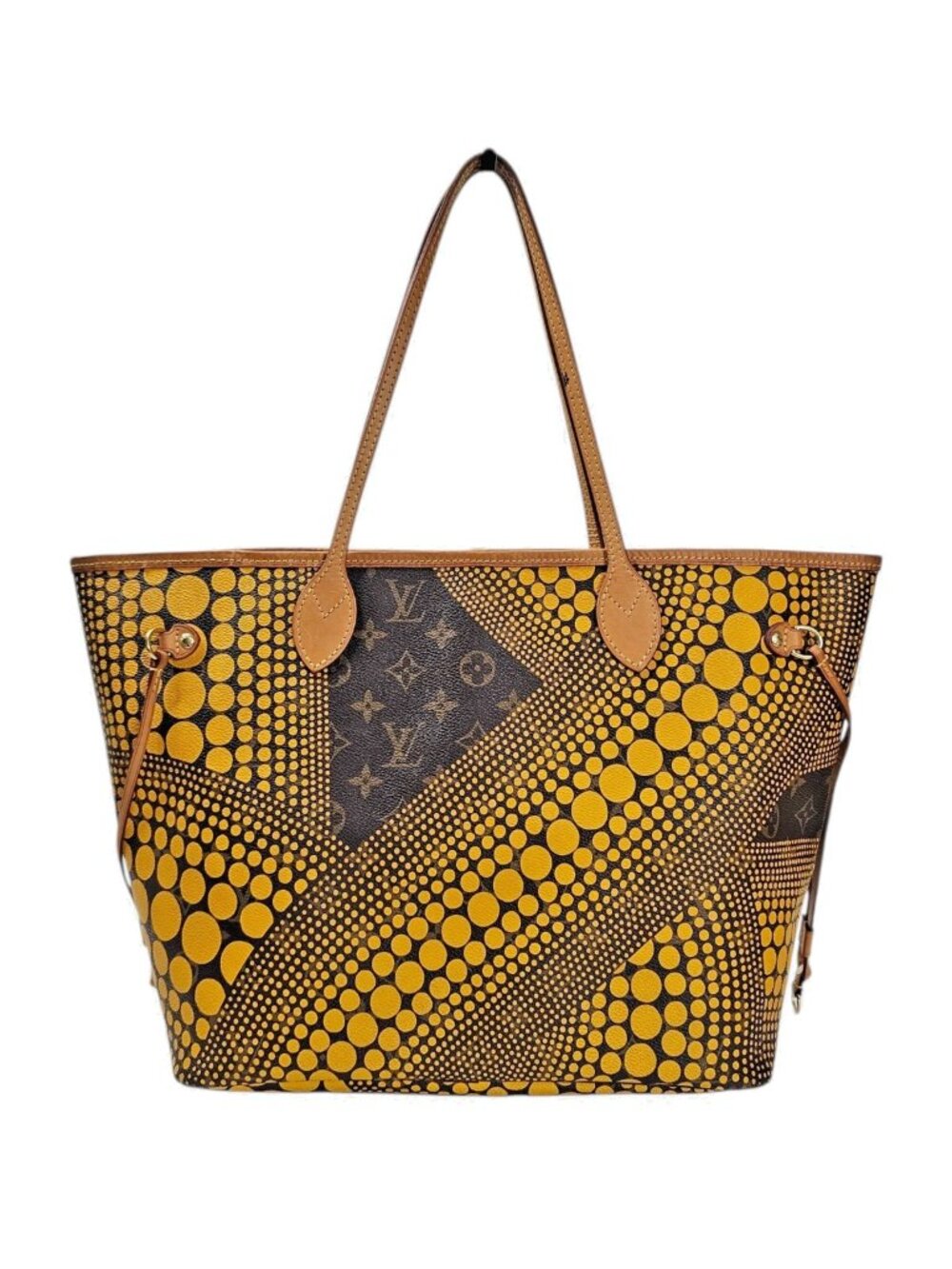 Louis Vuitton Yayoi Kusama Yellow Monogram Waves Dots Neverfull MM Bag LV Tote